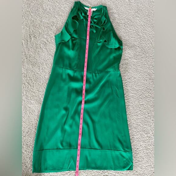 Diane Von Furstenberg Kelly Green Silk Ruffle Mini Dress dVf (Size 2) - Picture 7 of 9